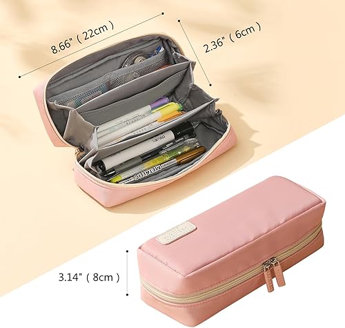 Miniatura 10 de Estuche organizador pequeño con cremallera, estuche estético para lápices de luz, bolsa de lápices morada para hombres y mujeres