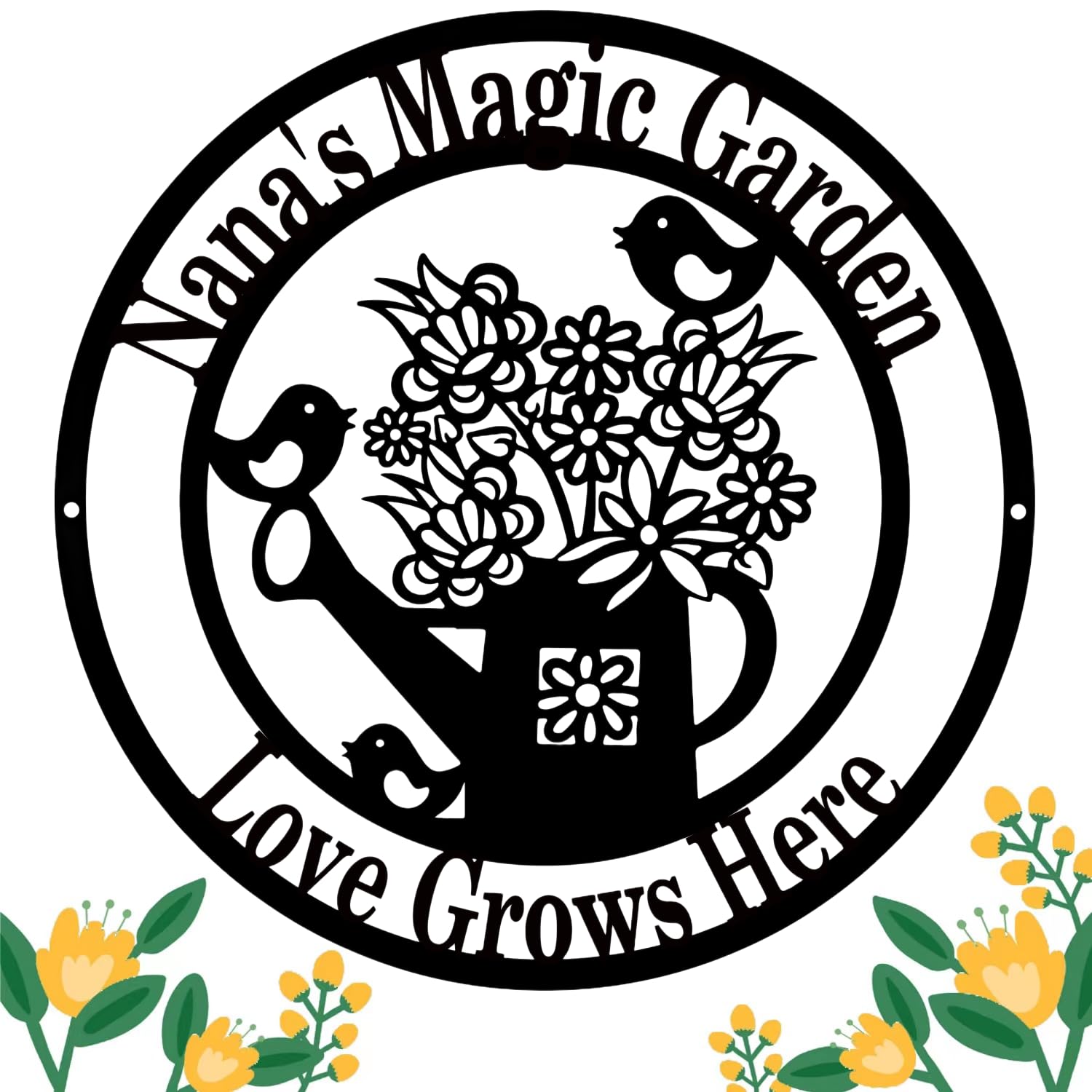 Custom Garden Sign Art,Personalized Garden Wall Art Decor,Custom Metal Flowers Shop,Birds Metal Sign for Home Wall Hanging Outdoor Decorate Gifts