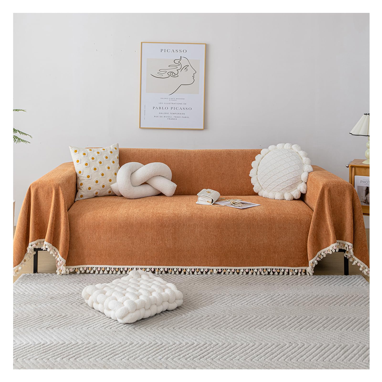 OREZAUQS Couch covers, urine proof couch cover,Sofa covers washable,couch cover blanket,Four Season Use Dust-Proof Sofa Towel Blanket (Orange,180 * 300 cm)