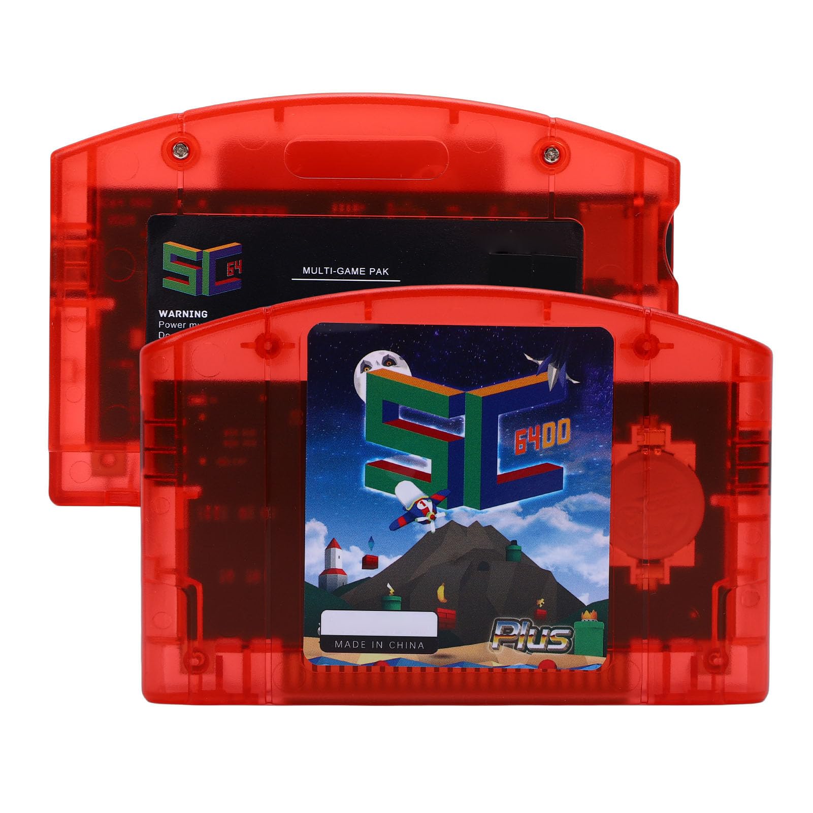 Compatible con Consola de Juegos N64 de Código Abierto con Copia de Seguridad de Guardado Automático, Admite Juegos de 64 MB y Conexión USB Tipo C para Retro (Rojo Transparente)