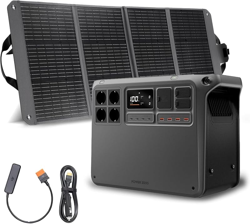 DJI Power 2000 stazione di alimentazione portatile, batteria LFP da 2048 Wh, uscita stabile da 3000 W, ricarica da 0% a 80% in 45 minuti, generatore elettrico per casa, campeggio e camper