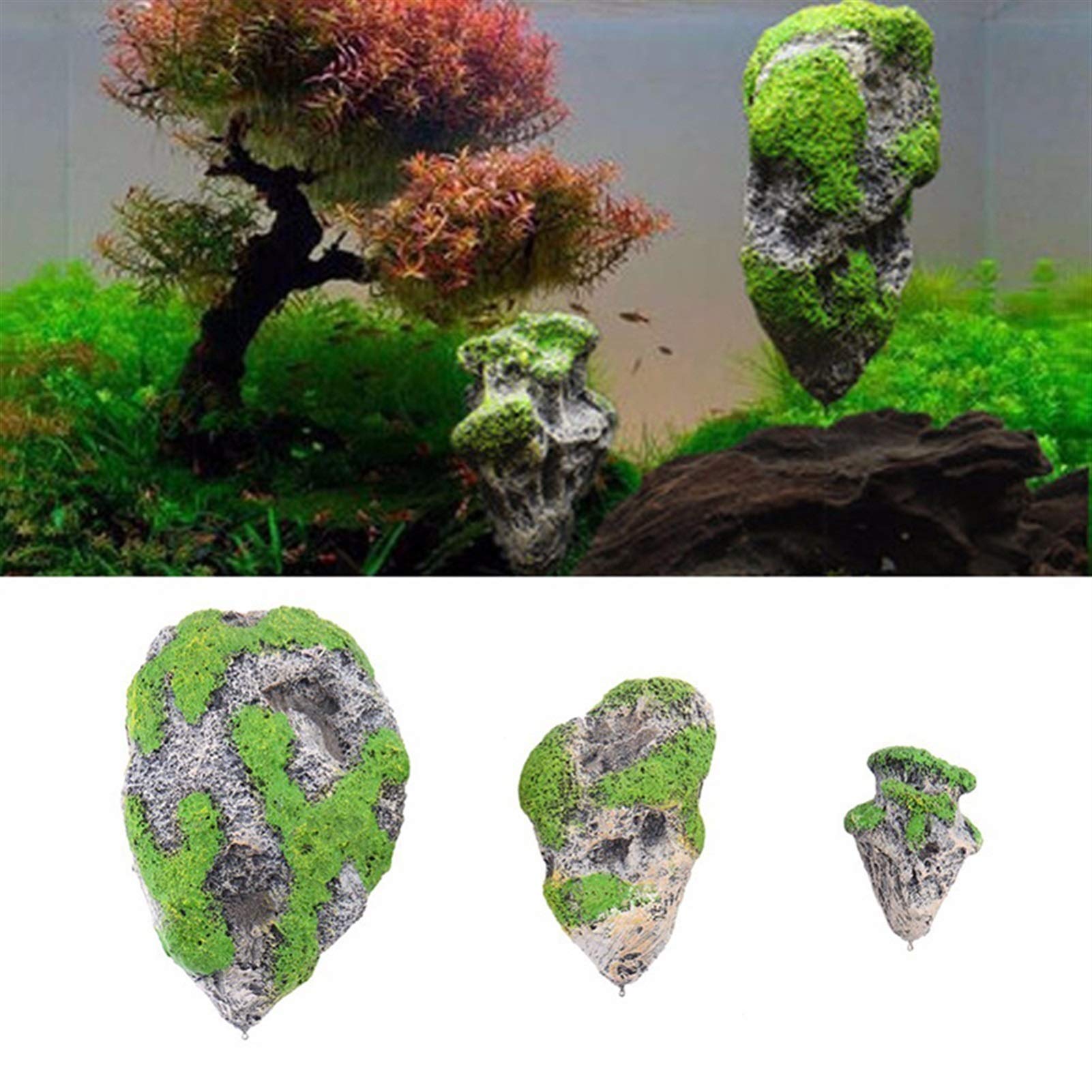 Amazon.co.jp: 人工浮遊軽石吊り石植物石の水槽の装飾品で育つ 緑景