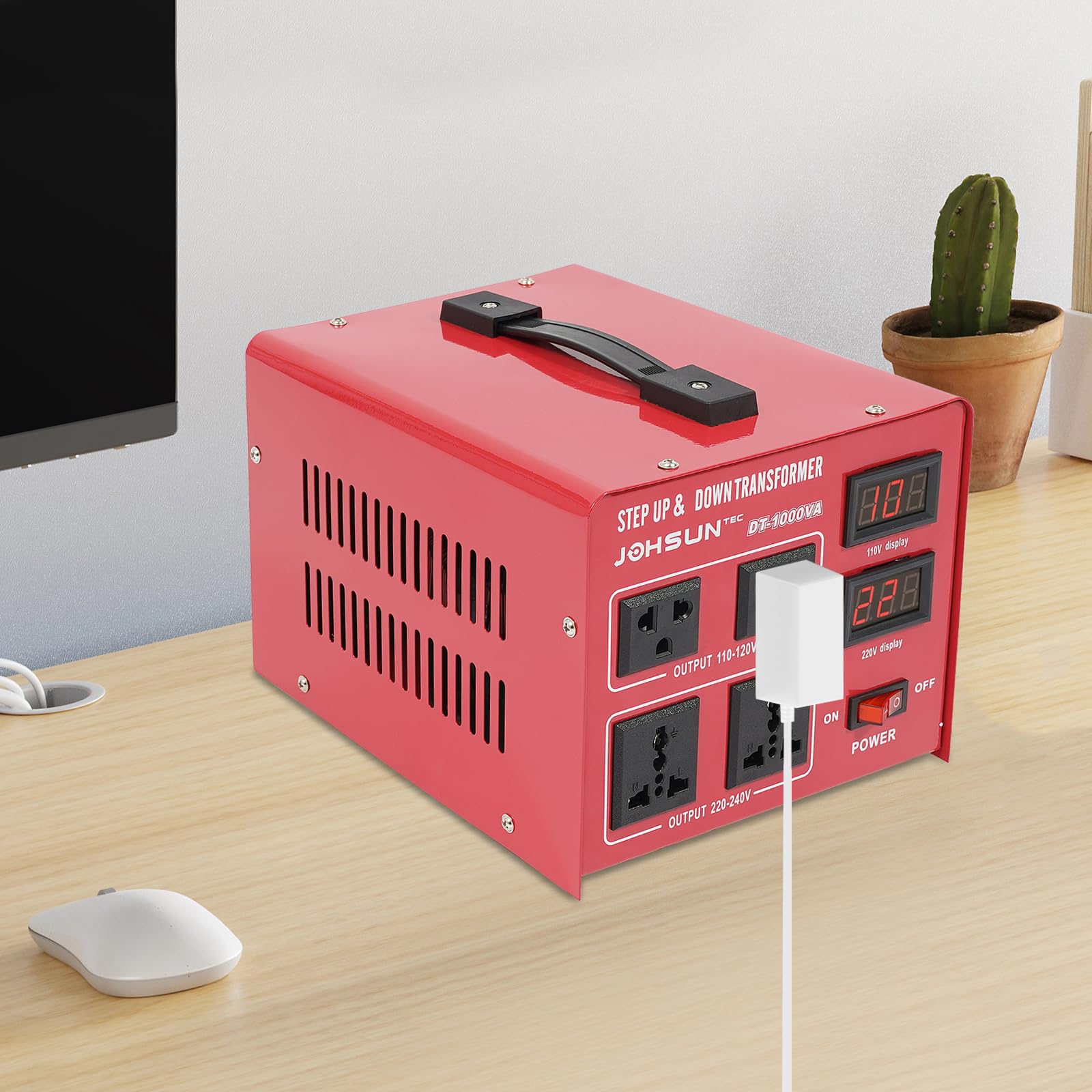 Voltage Converter Transformer, 1000W Heavy Duty 240-110V Step Up/Down Transformer with2 US Outlets & 2 Universal Outlets & LCD, Overload Over-Temperature Protection