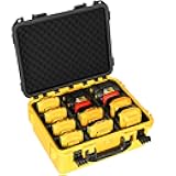 Case for Dewalt 20V Max Battery: Large Waterproof Hard Cases for Dewalt 20V/12V/60V Batteries & Chargers, Organizer Storage Box with 9 Dividers for Milwaukee 1.5/2.0/4.0/5.0/6.0/9.0/12.0Ah (Case Only)