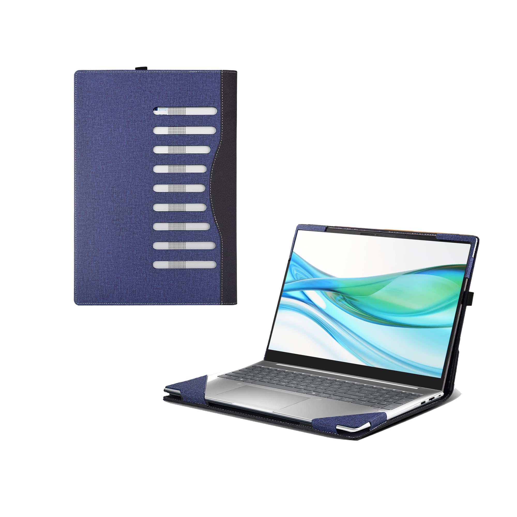 Laptop Cover for HP ProBook 460G11 16" Notebook HP probook 465 16 inch G11 All Inclusive Drop Case PU Leather Inside Pocket Cover (Blue)