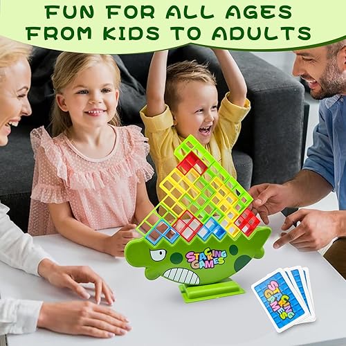 Miniatura 7 de BAISAOCUN Juego de apilamiento de equilibrio de torre Tetra de 48 piezas, juego de mesa para niños y adultos, juegos de mesa para 2 jugadores,