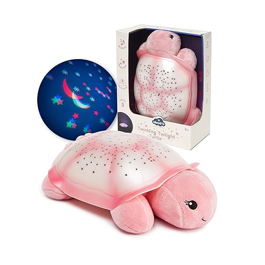 Cloud b Star Projector Nightlight with White Noise Soothing Sounds | Adjustable Settings and Auto-Shutoff | Twinkling Twilight Turtle - Pink