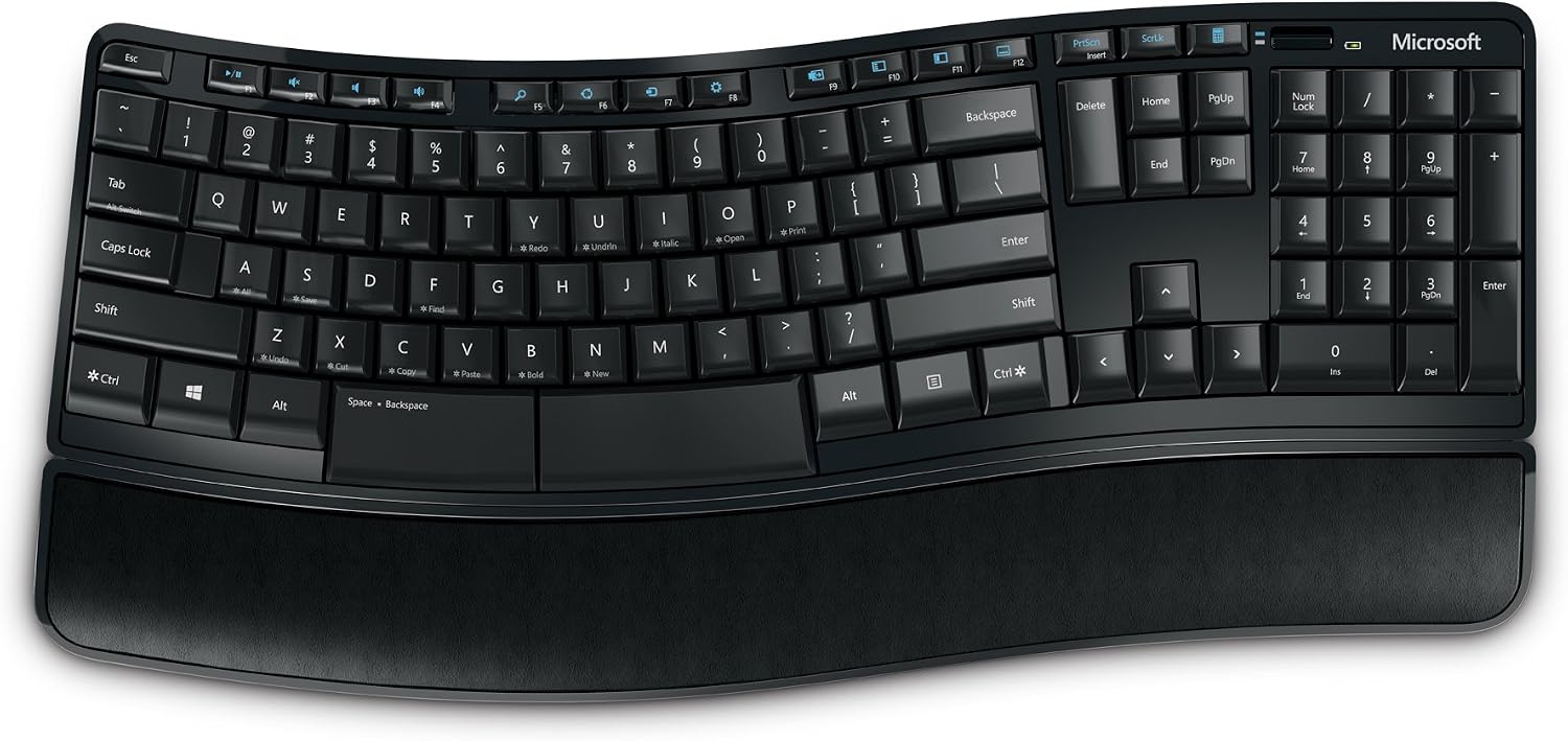 Microsoft Sculpt Comfort Desktop - Black - Wireless, Comfortable, Ergonomic Keyboard and Mouse Combo with Cushioned Palm Rest and USB Wireless Receiver