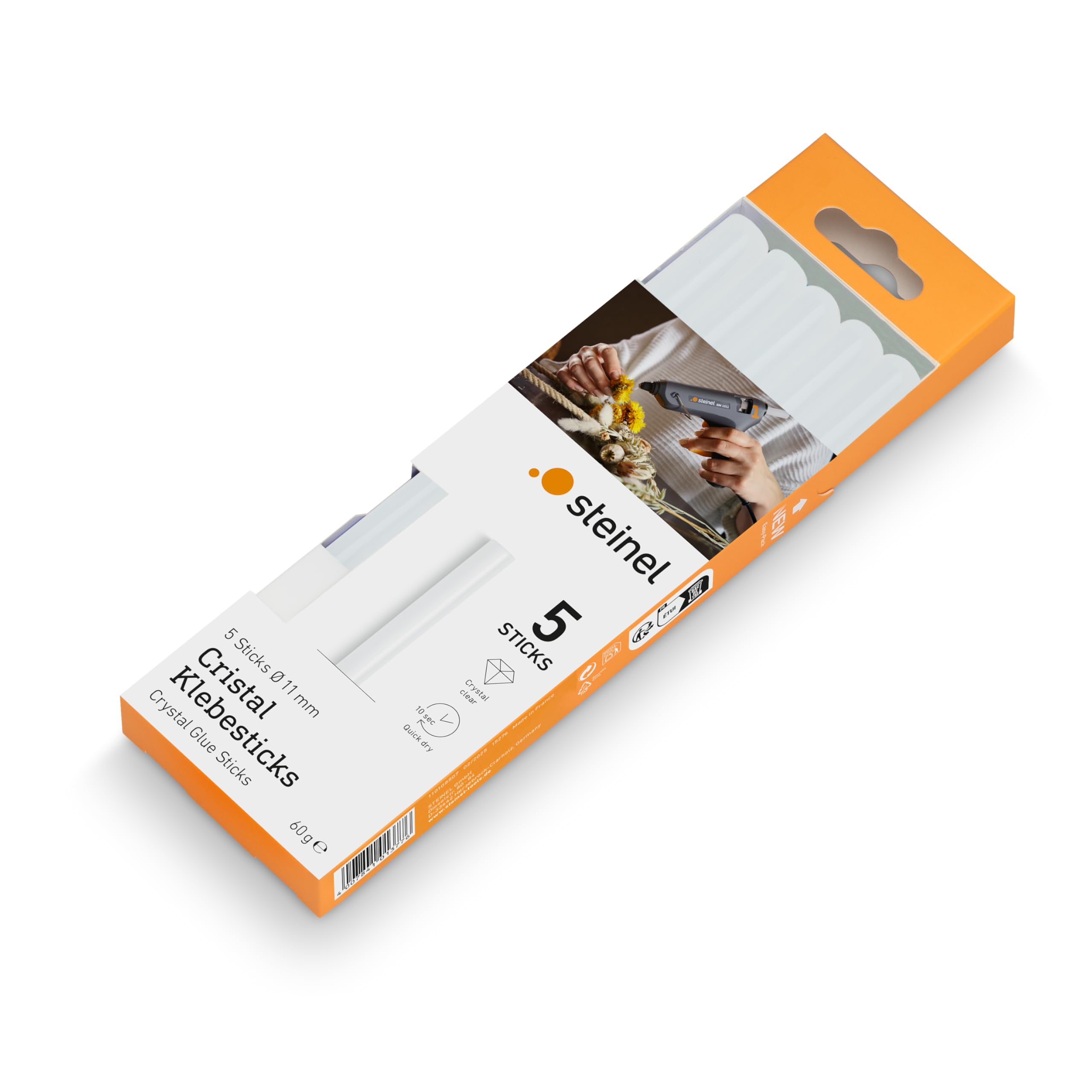 Steinel Transparent Cristal Sticks, Ø11 Mm, Craft Glue, Hot Melt Adhesive, 60 G, 5 Pcs, Ø 11 Mm