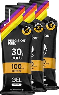 – Precision Fuel PF30 Caffeine Energy Gel - Mild Flavour Running Gels for Endurance Athletes, 30g Carbohydrate, Easy-to-Digest, Perfect for Running & Long-Duration Sports (3 Gels)