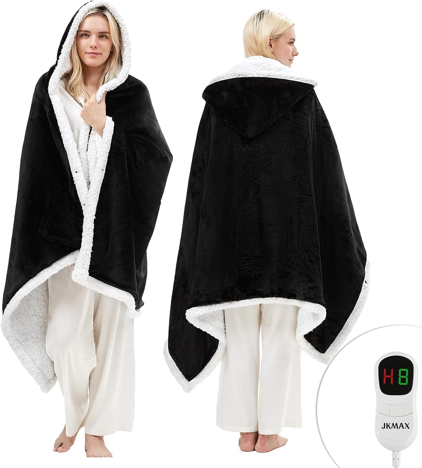 JKMAX Heated Blanket Shawl (40'x70', Black)