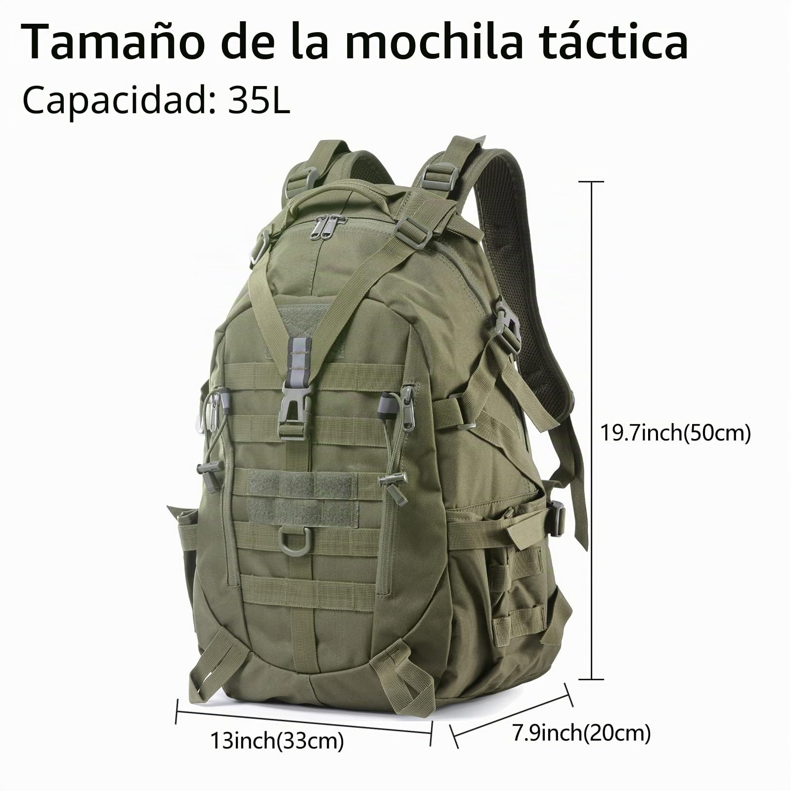 Long Keeper Mochila Tactica Militar – 35L Mochila Militar Antirrobo para Hombre Mujer Impermeable Mochila de Viaje Trekking Senderismo Trabajo Deporte o Aire Libre