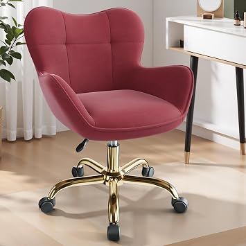 FelixKing FKP13J-Rose Desk Chair, Dresser Chair, Makeup Chair, Velvet, Living Chair, Height Adjustable, With Casters, Office Chair, Stylish, 360  Rotation, Easy Assembly, Beauty Salon, Rose Color