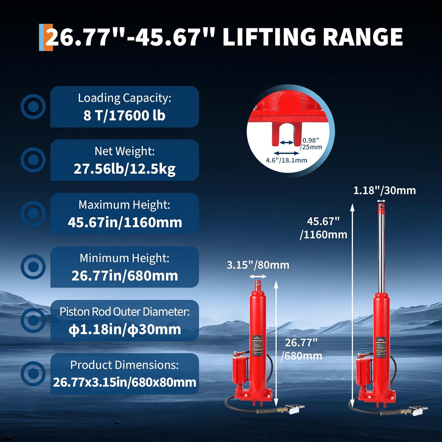 8-Ton Hydraulic Ram Jack-Air Pump