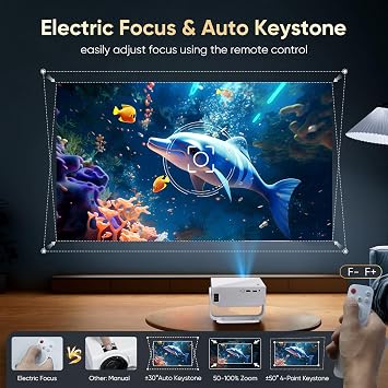 Mini Smart Projector 2026 New Android TV, Native 1080P 4K Supported Wifi Projector 270ANSI Built-in-Apps with Auto Keystone, 270° Stand Portable Movie Projector for Home Bedroom, iOS/Switch/PS5