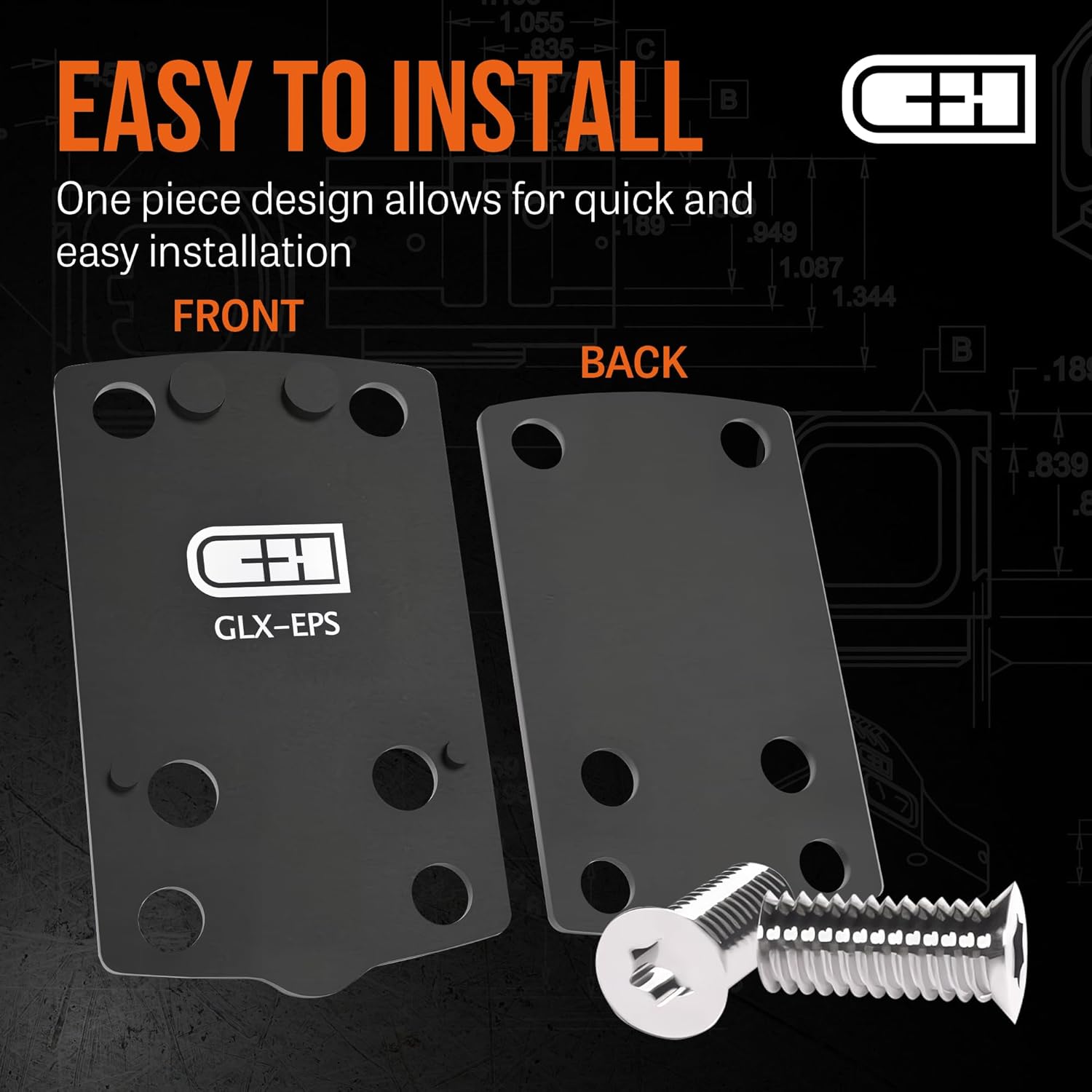 C+H Precision Red Dot Mounting Plate Compatible with Glock 43X/48 MOS and Holosun EPS, EPS Carry, SCS Carry | Made in The USA