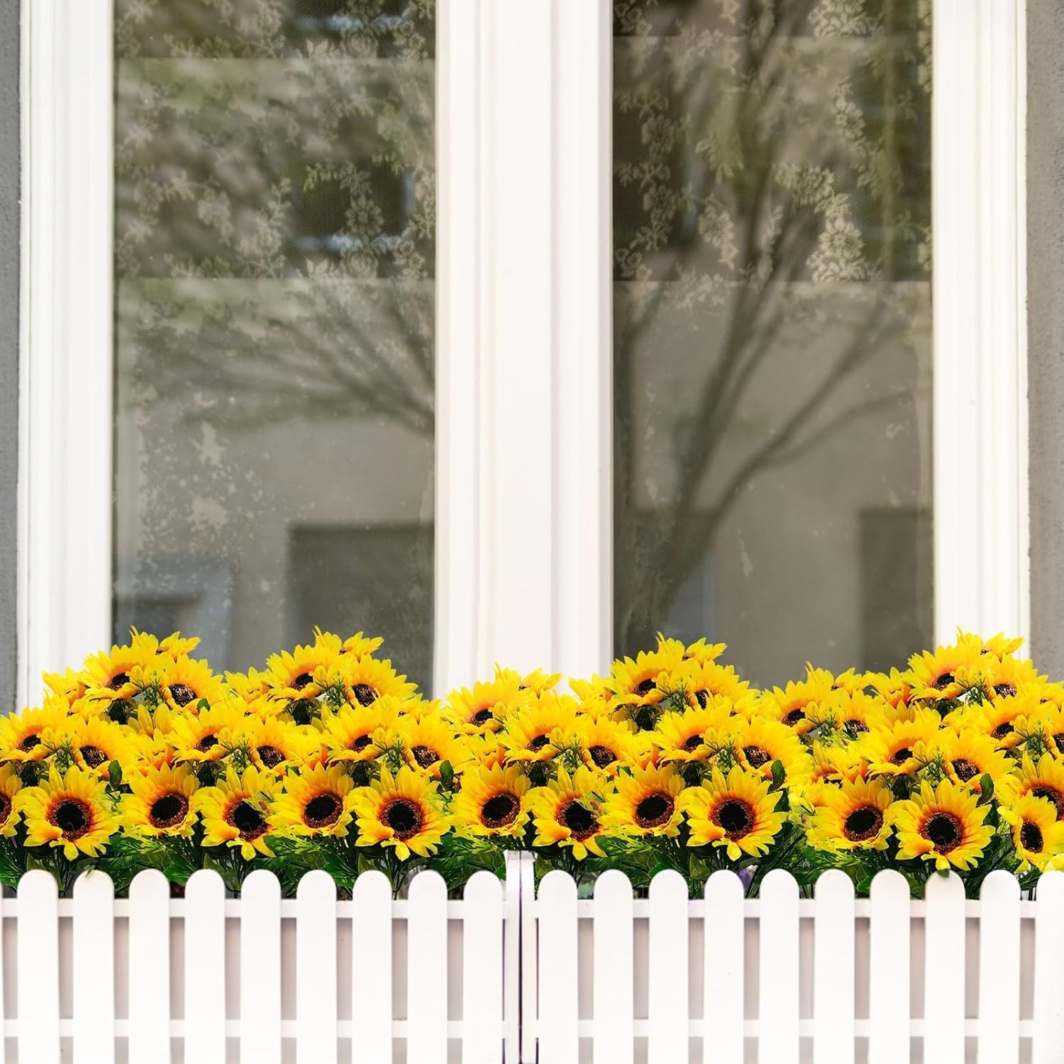 TURNMEON 28Pcs Sunflowers Artificial Flowers for Outdoors Spring Decor, 4 Pack Fake Flowers Silk Faux Sunflower Bouquet Arrangement for Vase Wedding Table Home Grave Cemetery Flowers Summer Decor - Image 7