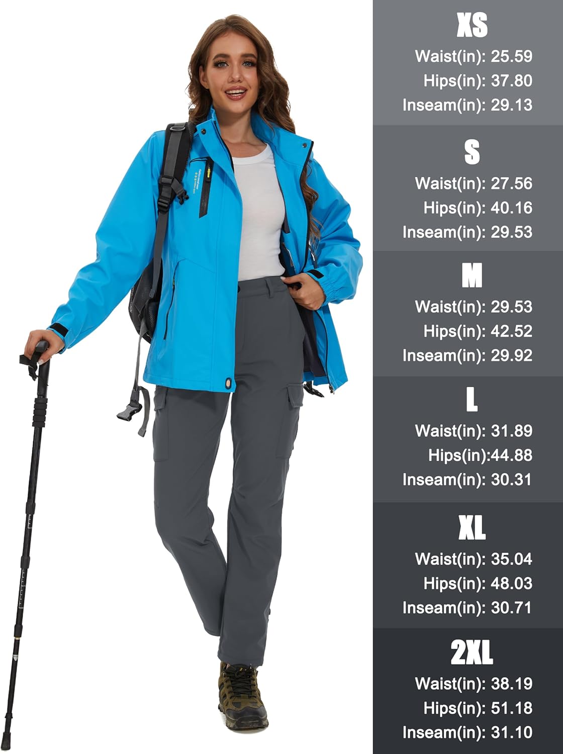 MAGCOMSEN Women's Fleece Lined Winter Hiking Waterproof Insulated Outdoor Snow Ski Softshell Pants for Cold Weather