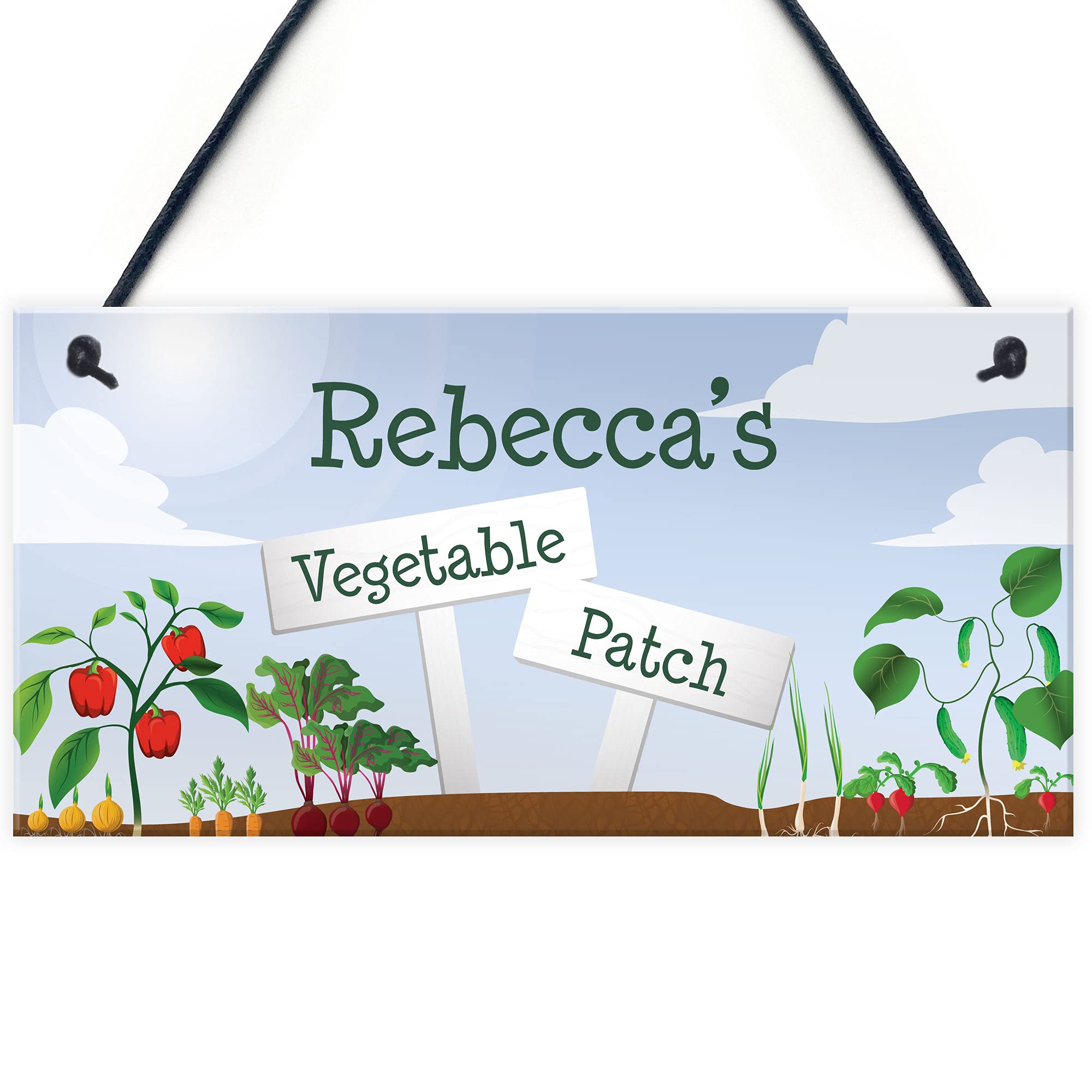 RED OCEAN Personalised Vegetable Patch Sign Outdoor Garden Shed Sign For Her