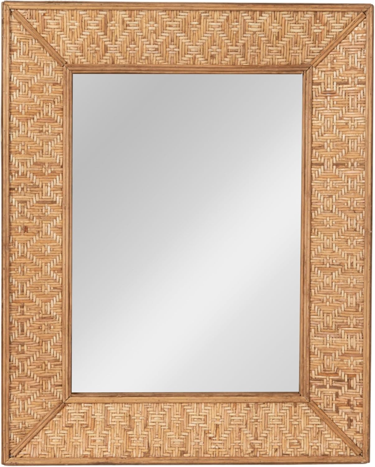 Creative Co-Op Handwoven Natural Rattan Rectangle Wall Mirror, Natural