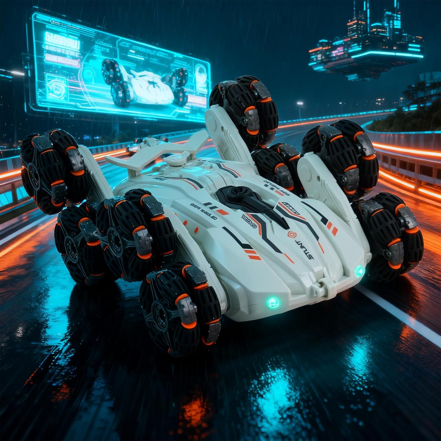 Funbud 8 Wheels Gesture Sensing RC Stunt Car for Kids - Birthday Gifts for 6 7 8 9 10 11 12+ Years Old, Remote Control Off-Road Vehicle, 360 Degree Flips & Lights & Spray, Fun Toys for Boys Age 6-12