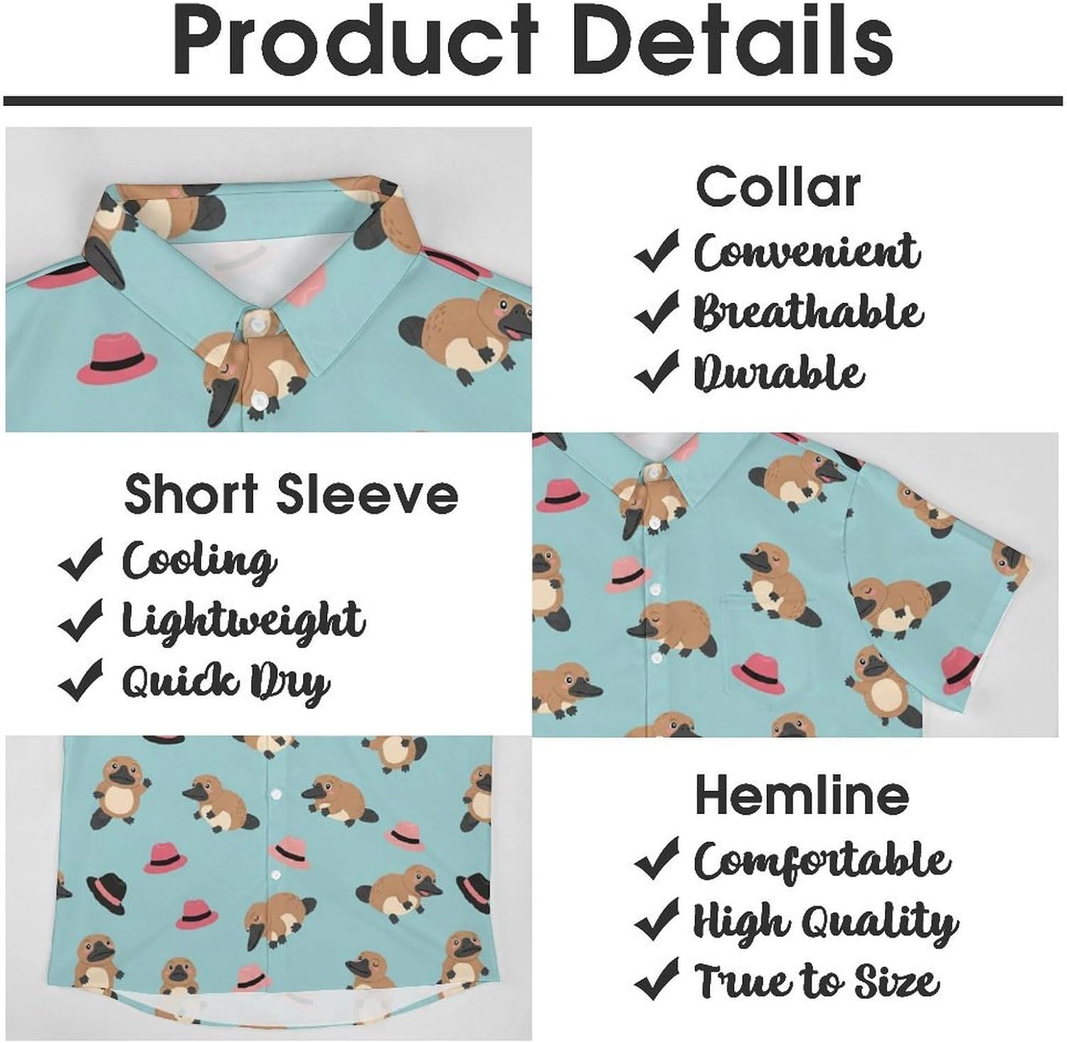 Men's Hawaiian Camp Shirt Short Sleeve Button Down Casual Shirt with Pocket