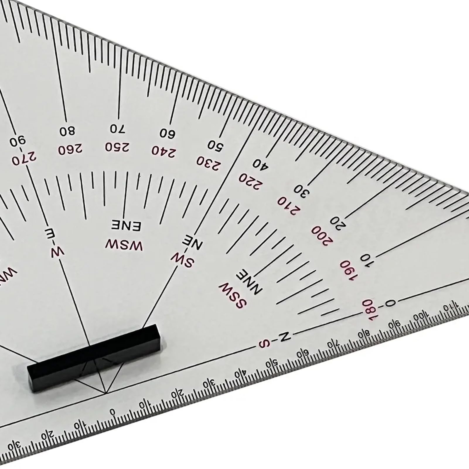 Dreieck-Messlineal, Acryl-Doppellineal mit Architektur- und Schifffahrtsskalen, 30 cm Winkelmesser für die Navigation