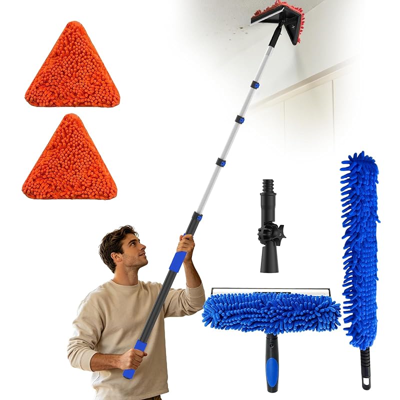 Kit de Limpeza com Esponja, Rodo e Cabo Extensível AgiiMan B3645, de 42,7 a 134,1 cm