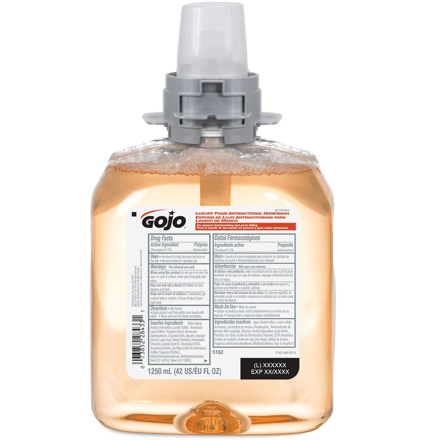 GOJO Luxury Foam Antibacterial Handwash, Fresh Fruit Fragrance, 1250 mL Foam Hand Soap Refill for GOJO FMX-12 Push-Style Dispenser (Pack of 4) – 5162-04: Industrial & Scientific
