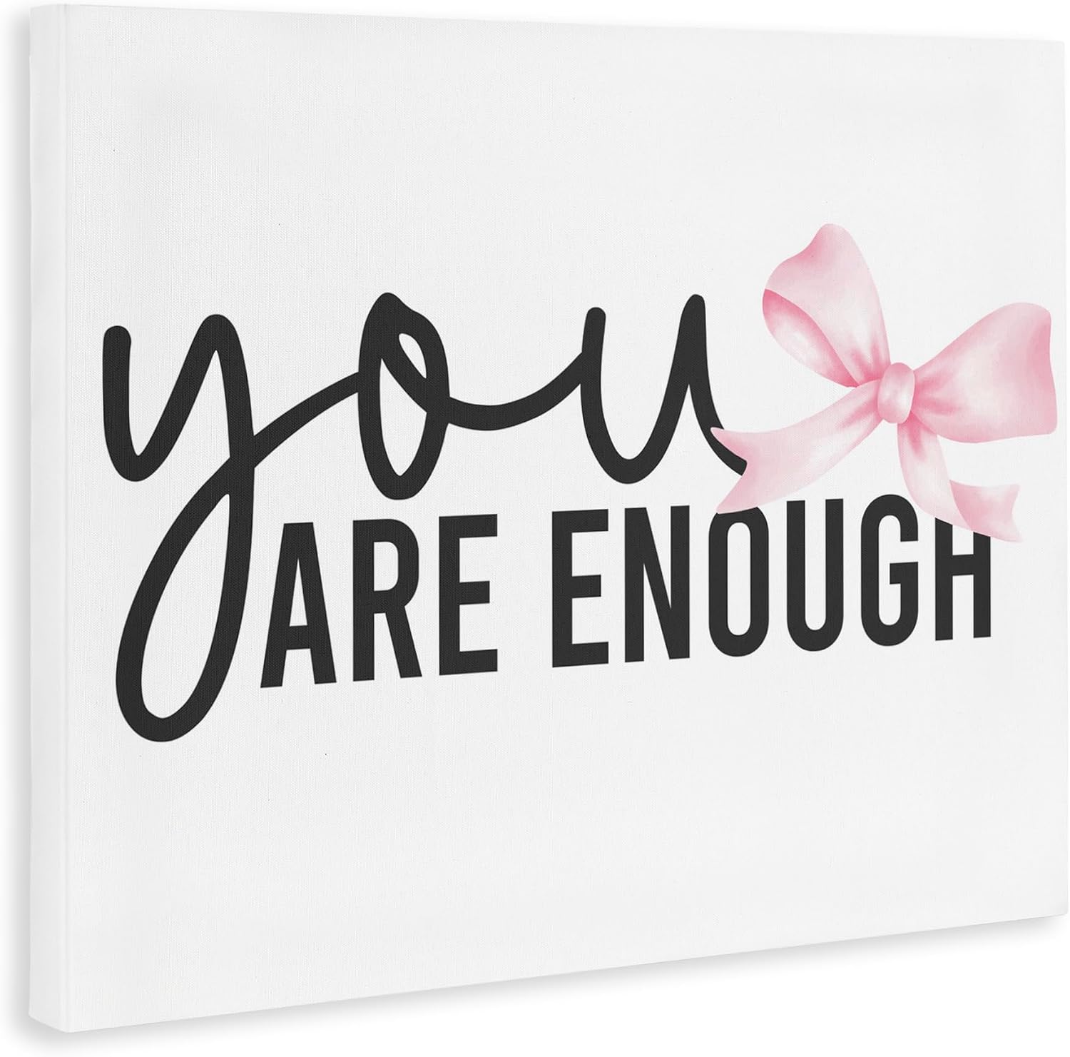'You Are Enough with Ribbon'| Canvas Art | Stupell Industries | 30 x 24 Inches, Easy to Hang and Sturdy, Made in USA, by Kim Allen