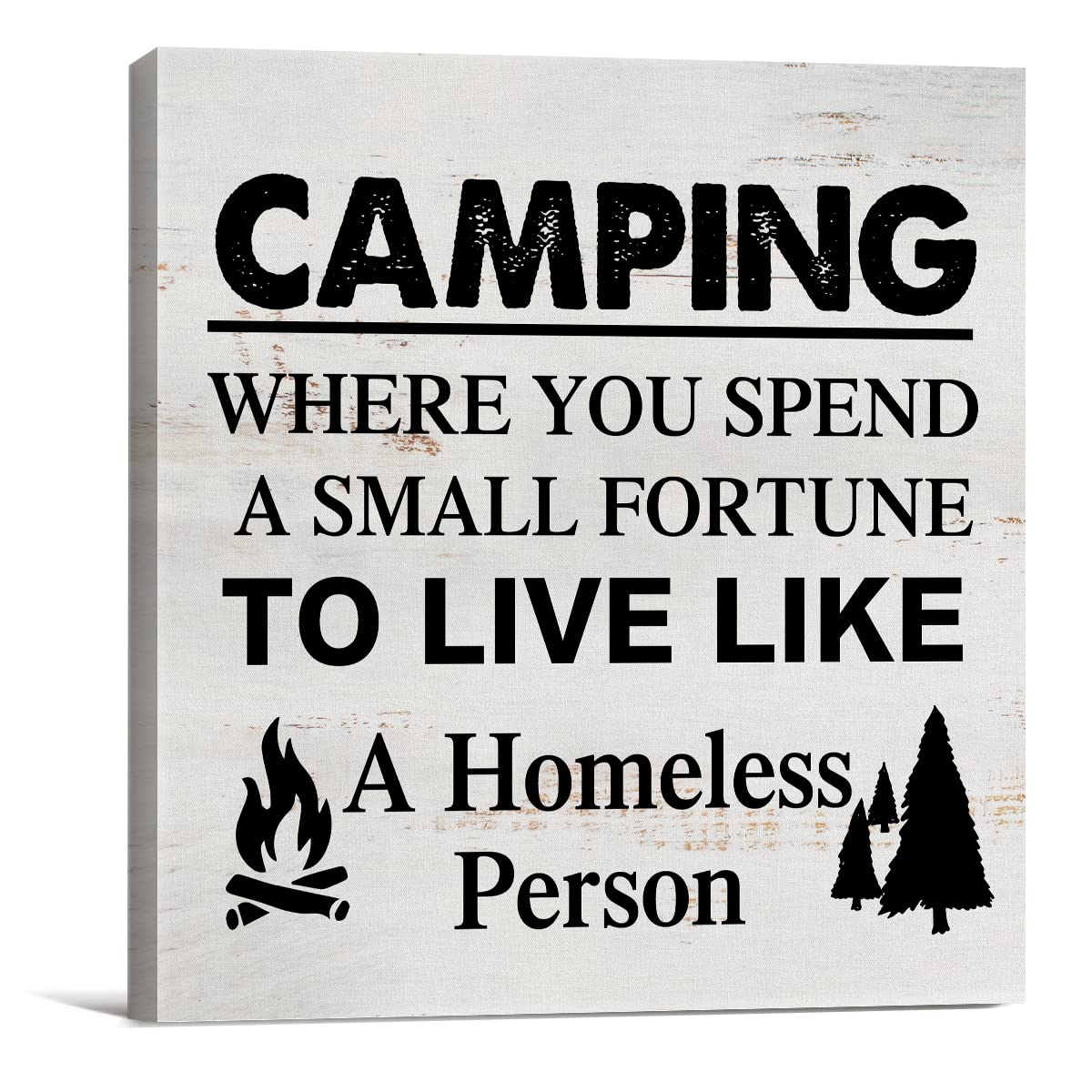 Camping Where You Spend a Small Fortune Camping Sign Canvas Wall Art Home Decor 8 x 8 Inch Travel Trailer Camper Canvas Print Painting Framed Plaque Rustic Desk Shelf Artwork