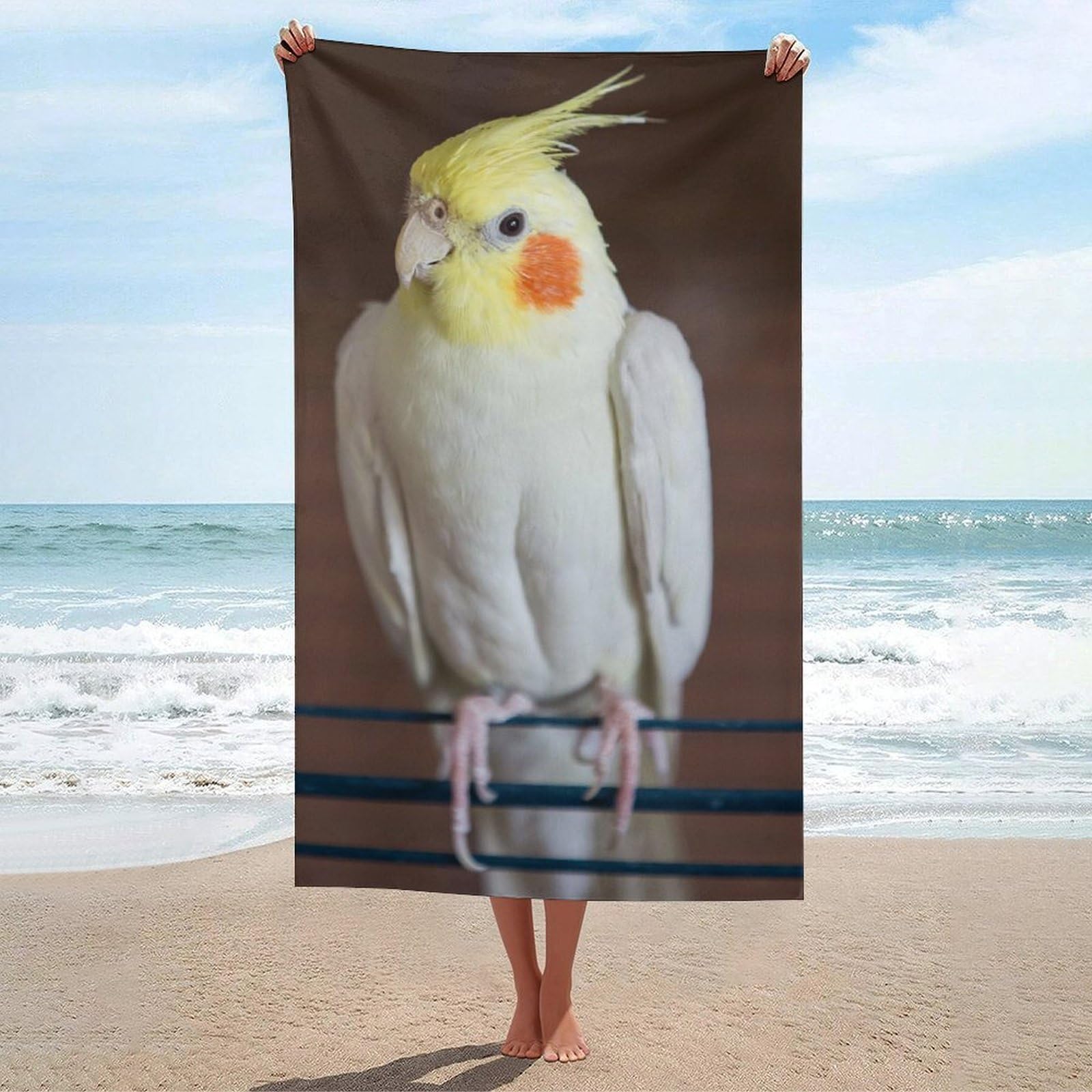 LWORZIIB Beach Towel, Cockatiel Parakeet Bath Towel, Absorbent Towel for Swimming, Sports, Travel