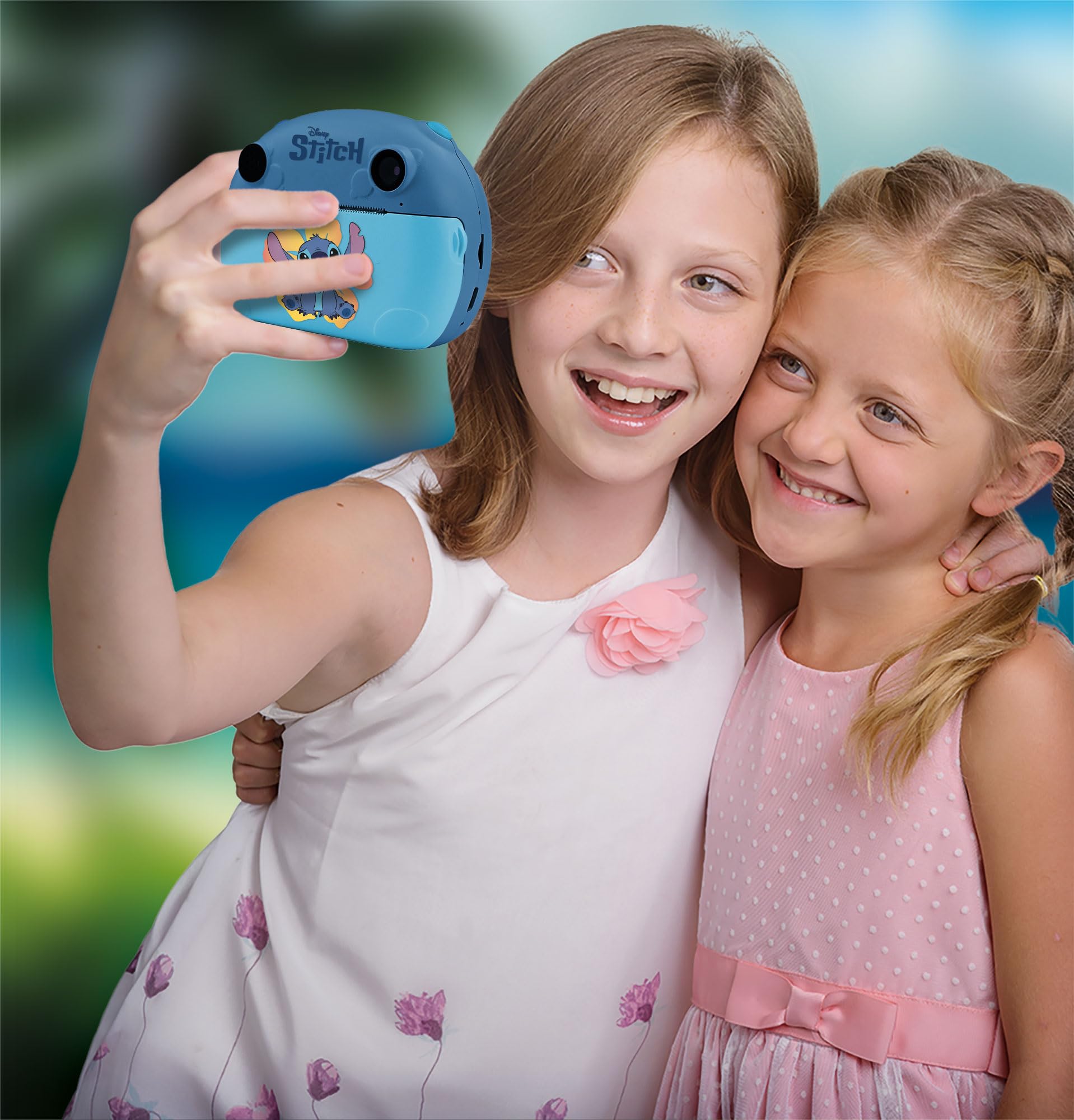 Lisciani – aparat natychmiastowy DISNEY Stitch – przechwytywanie, drukowanie i udostępnianie dla dzieci w wieku od 6 miesięcy – funkcja selfie i wideo – zawiera 3 rolki na 180 zdjęć, pasek i