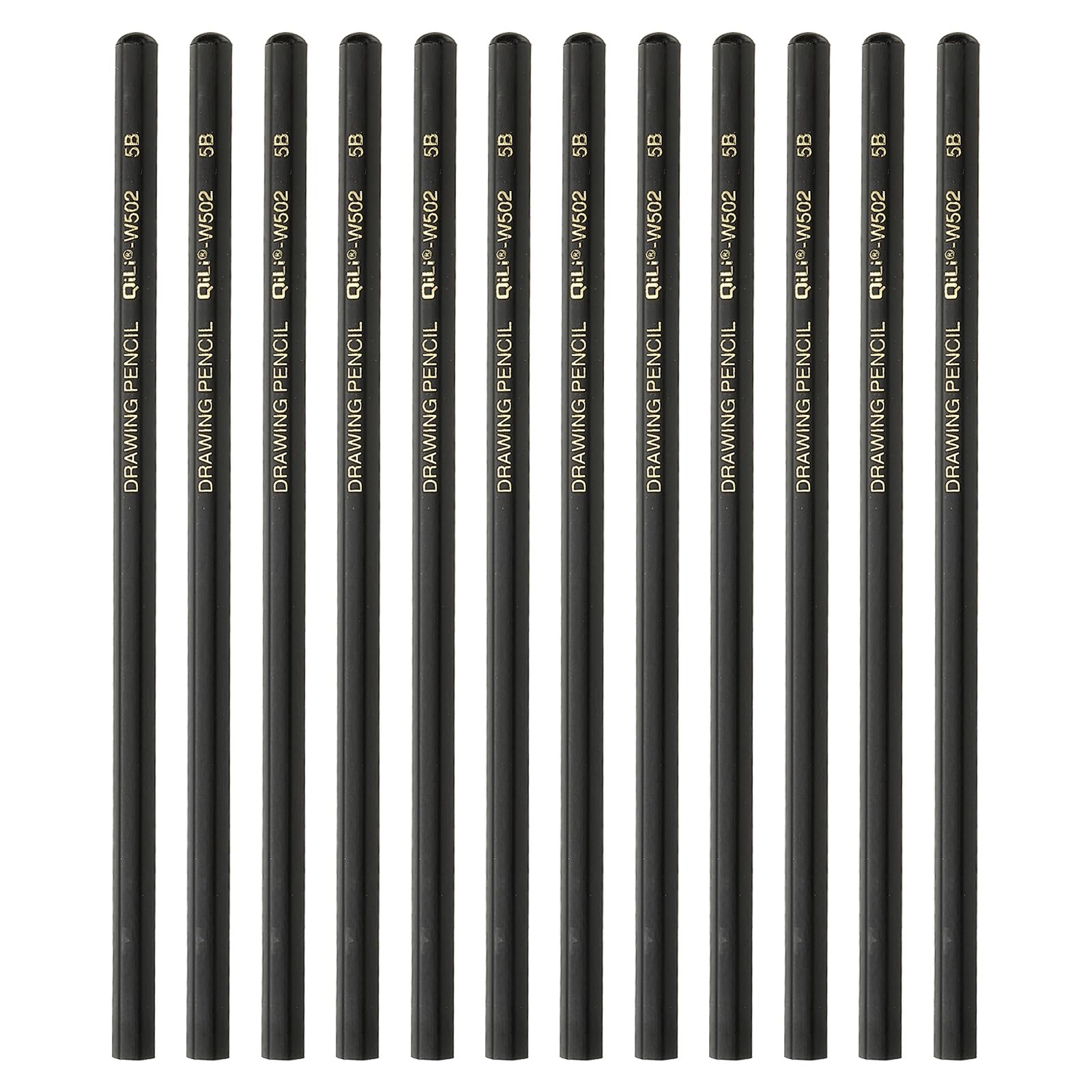 PATIKIL 12Pcs 5B Drawing Pencils for Sketching, Hexagonal Sketch Pencils for Drawing Writing Art Sketching Artists Beginners, Black