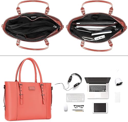 Miniatura 2 de MOSISO Bolsa de cuero sintético para laptop para mujer 17-173 pulgadas coral vivo