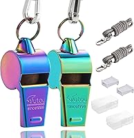 HUTOU L4820SX Stainless Steel Sports Whistle - 128dB Loud Crisp Sound with Lanyard & Mouth Grip for Coaches, Referees