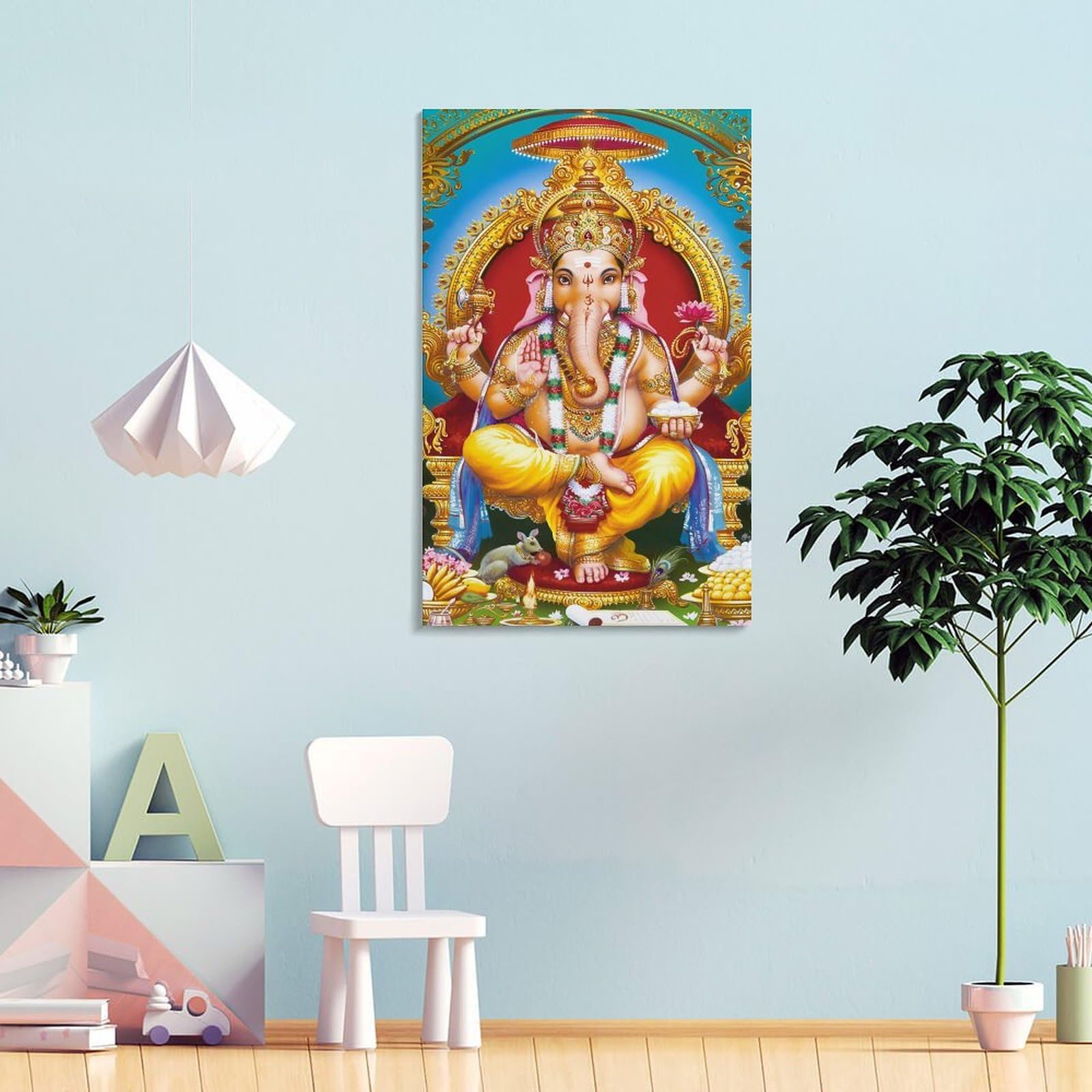 ガネーシャ　油画 Amazon.co.jp: ヒンドゥー教 Ganesha 象頭の神 インドの神々