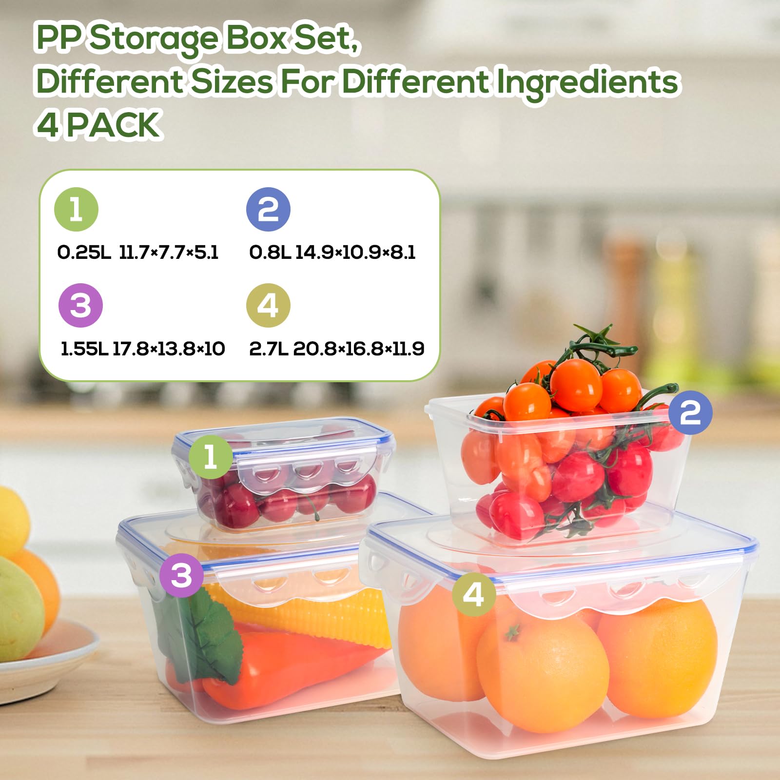 Frischhaltedosen Set 3-teilig (2,75L + 1,8L + 1,1L) - Luftdicht, BPA-frei, Mikrowellengeeignet