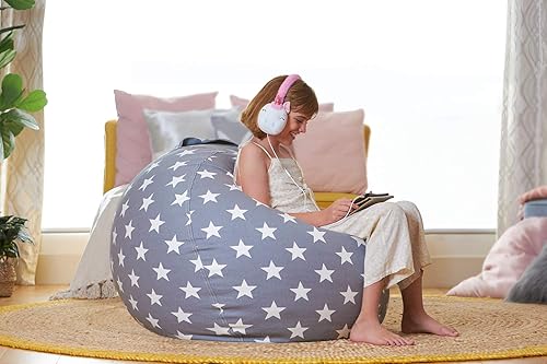 Miniatura 75 de Aubliss - Funda para organizar juguetes de felpa, se convierte en un puf cuando se rellena Se convierte en un puf para niños cuando está lleno. Aqua