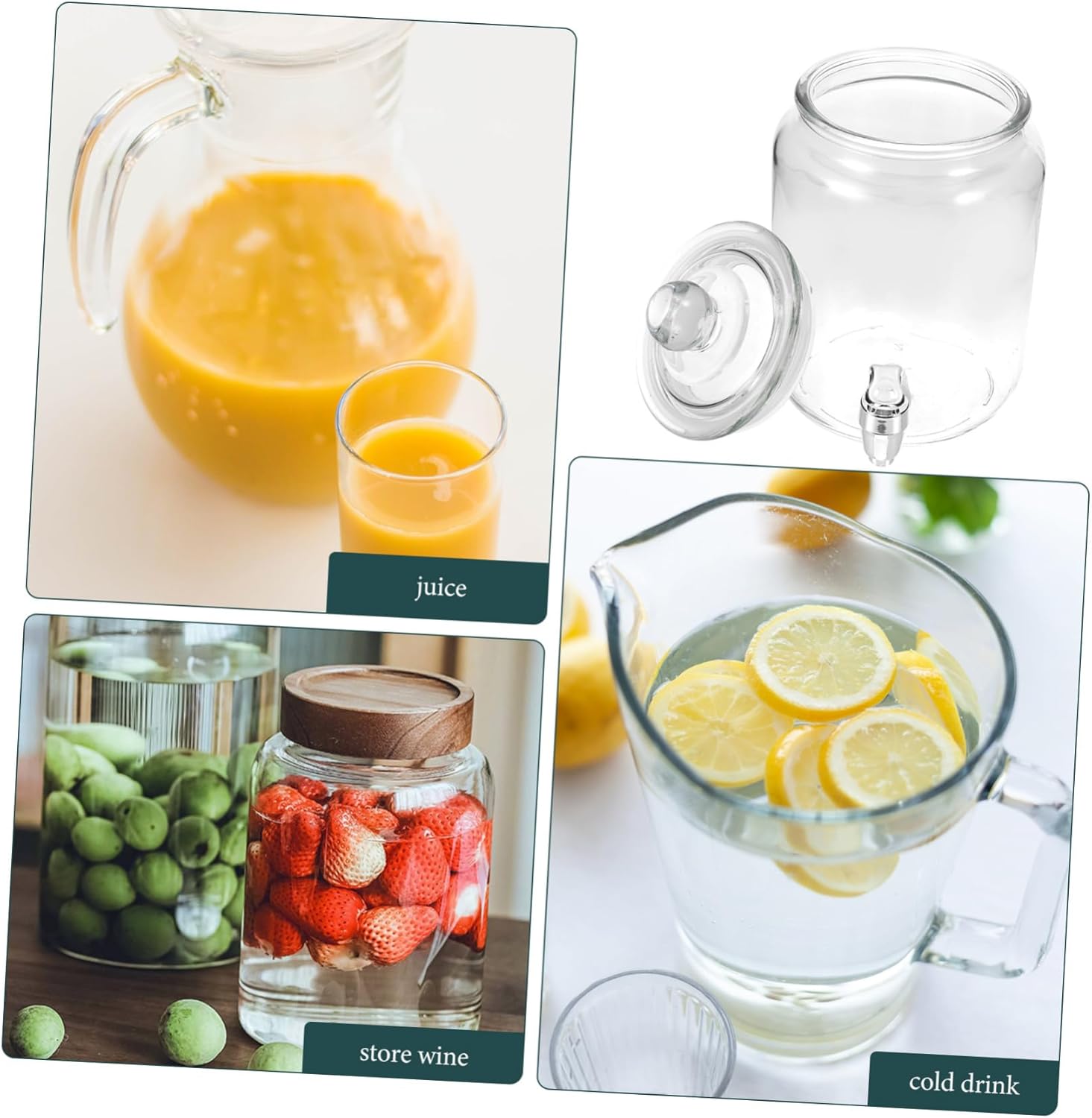 Glass Wine Jar Spigot Cold Brew Pitcher Beverage Dispenser Sealing Tank for Party