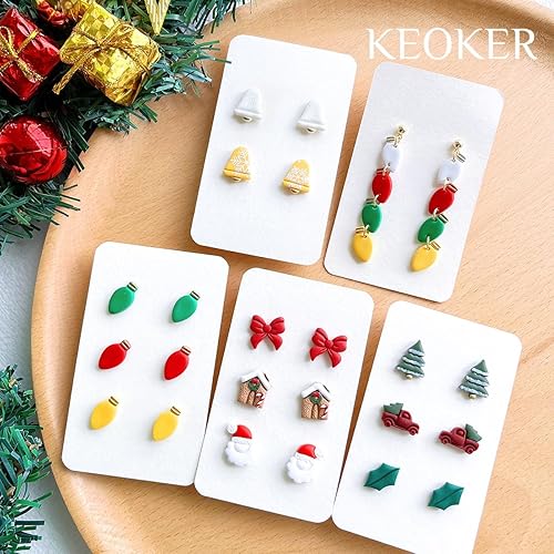Miniatura 10 de KEOKER Cortadores de arcilla navideña, cortadores de arcilla polimérica de invierno para hacer aretes, cortadores de aretes de arcilla navideña de