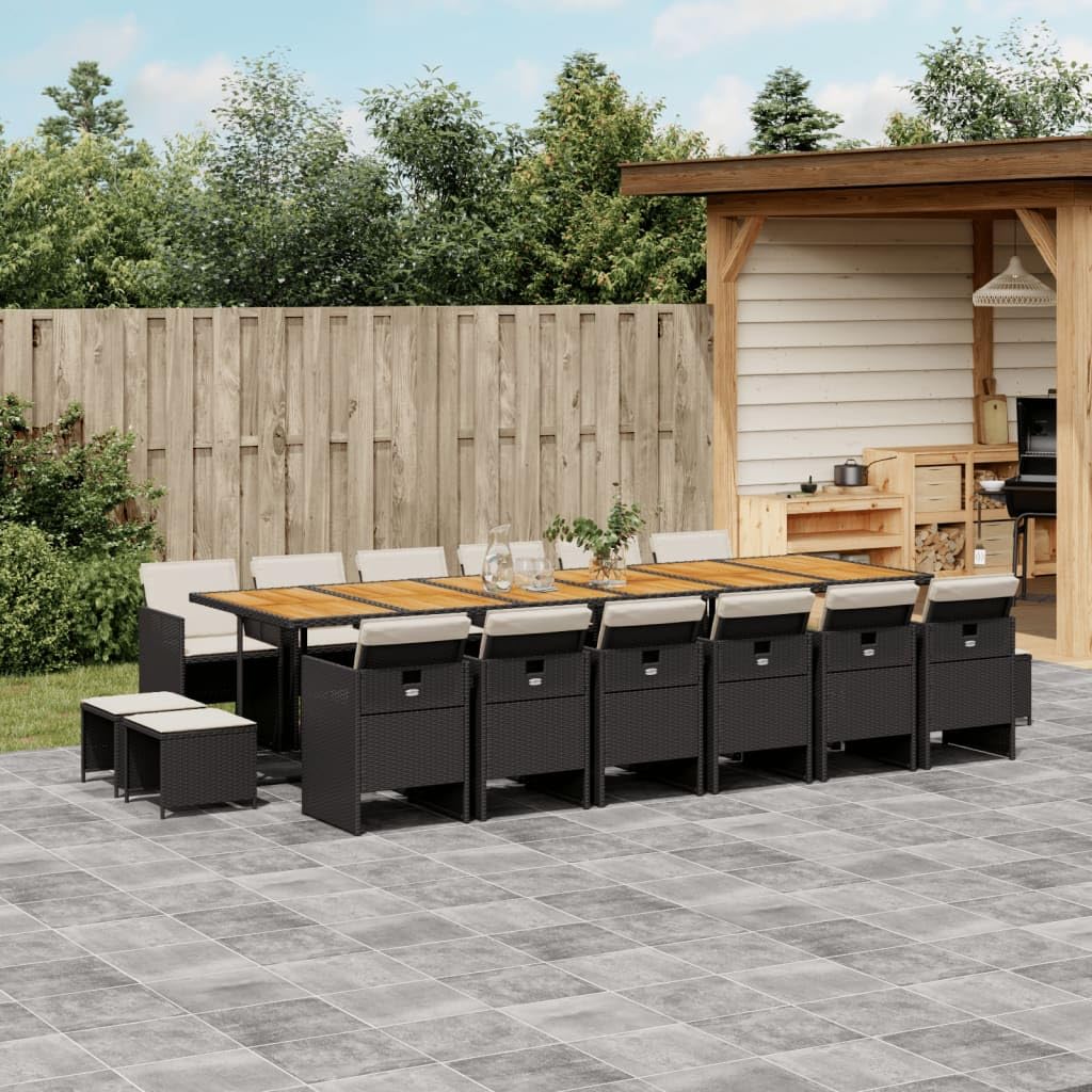 Destockage mobilier de Jardin,Salon,Salon Jardin Enfant,Ensemble à Manger de Jardin 17 pcs Coussins Noir résine tresséeConvient pour Les Jardins, Les Salons et Les patios