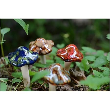 Amazon Co Jp Yining 鉢植え ガーデンオーナメント 庭 オブジェ 置物 飾り物 絵本 かわいい 動物 森 おしゃれ インテリア雑貨 きのこ 4個セット ホーム キッチン