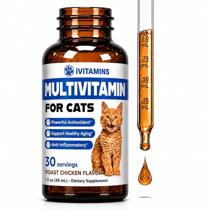 Multivitamínico líquido para gatos iVitamins com sabor frango, 30 mL
