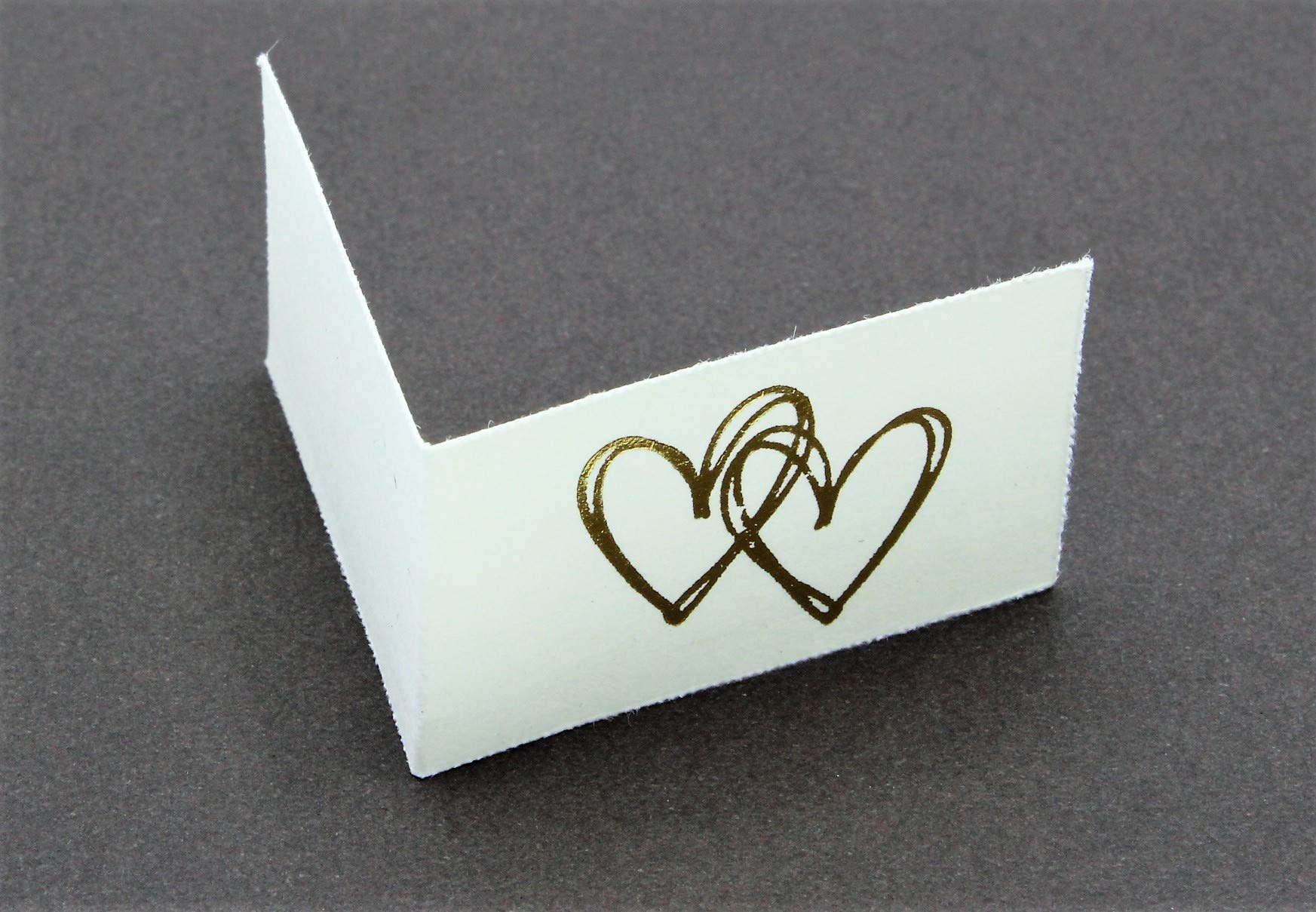 LE GEMME DI VENEZIA 100 Bigliettini Bomboniera Matrimonio Con 2 Cuori Rosso, Personalizzabili, 4.5x2.5 Cm