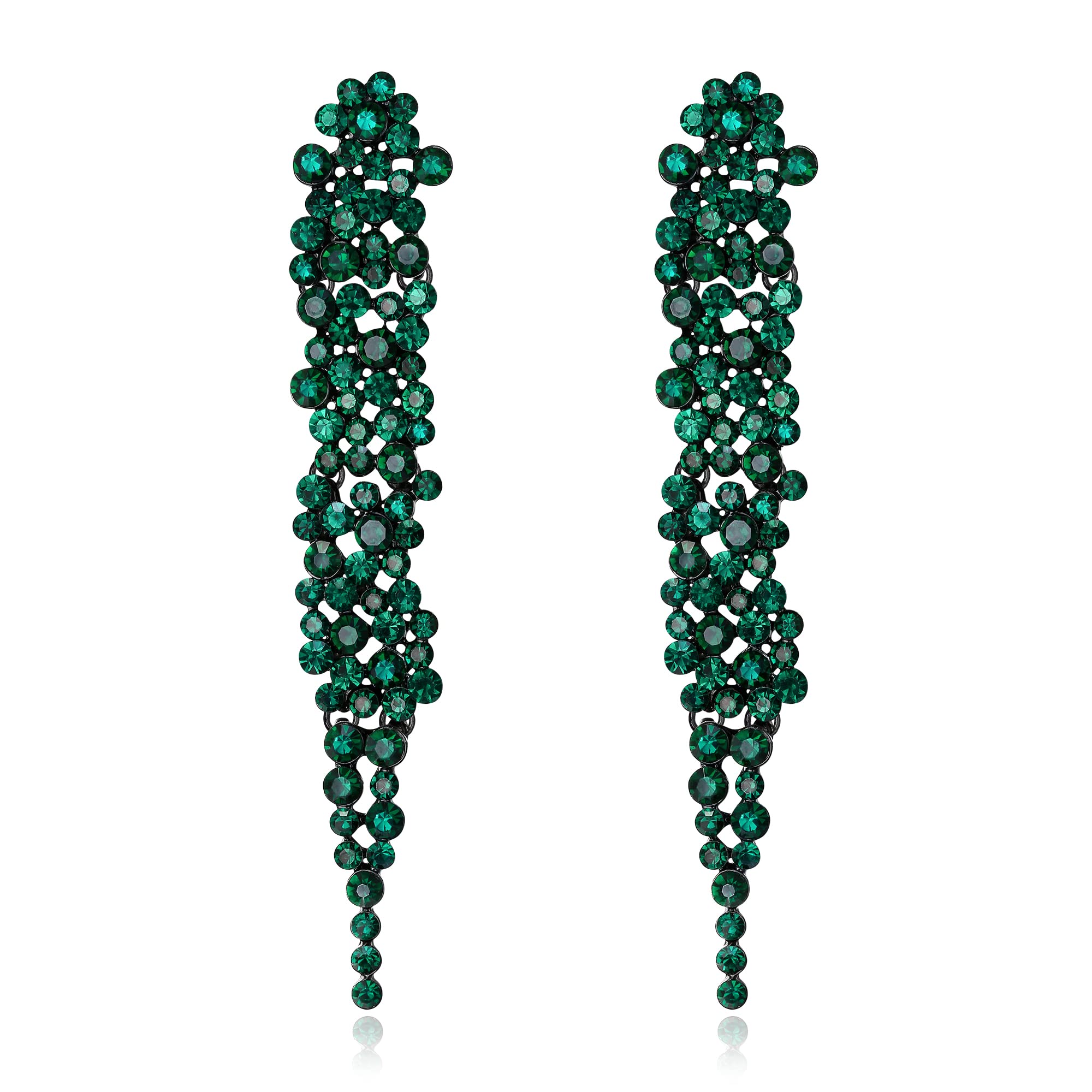 EVER FAITH Pendientes de Cristal Art Deco para Boda, Aretes Largos de Candelabro para Mujer Novia