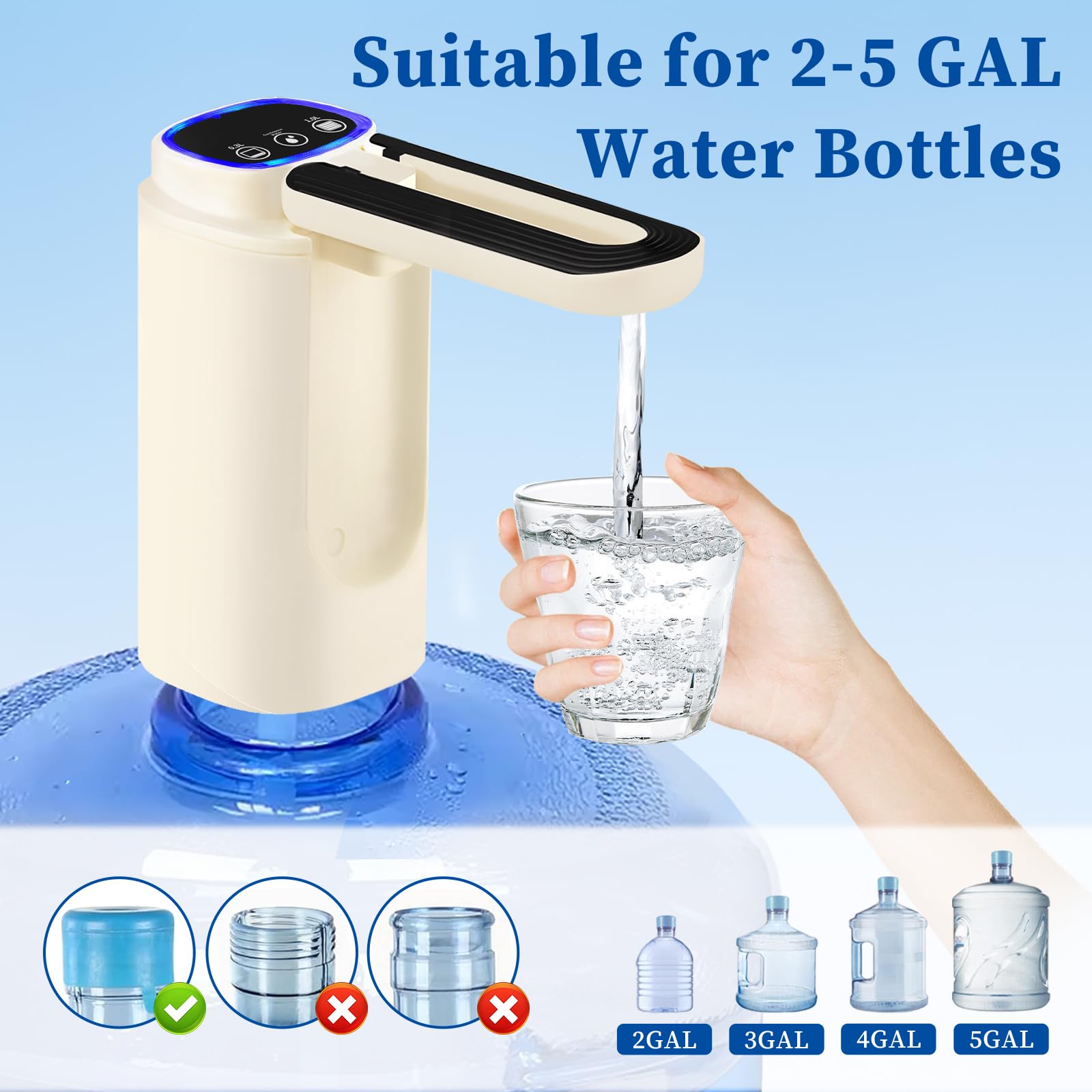 Water Bottle Pump Automatic Electric Water Pump Dispenser For 5 Gallon ...