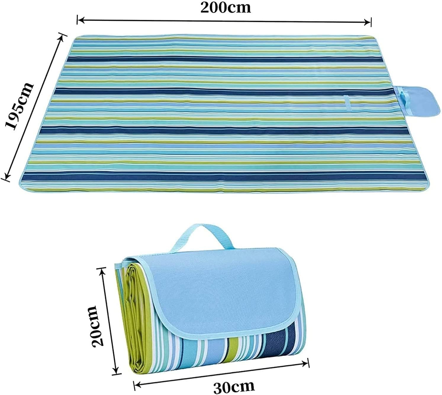 Picnic Blanket, Beach Blanket, Camping Mat, Outdoor Picnic Mat, Waterproof Picnic Blanket Machine Washable, Suitable for Travel, Camping, Hiking, Park (Color : Blue)
