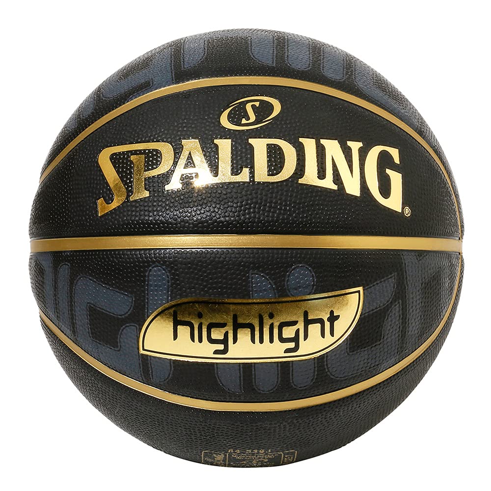 Spalding 84-538J Basketball Gold Highlights No. 7 Ball Black x Gold Basketball Basket