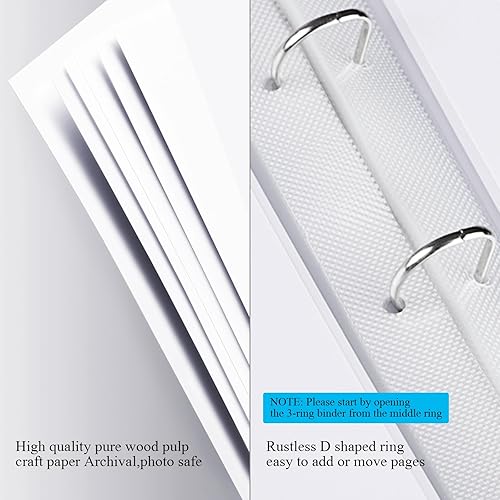 Miniatura 4 de 1DOT2 Álbum de fotos grande de 12 x 12 pulgadas con 3 anillos para manualidades, con 30 fundas de plástico, 60 páginas y cubierta de tela para